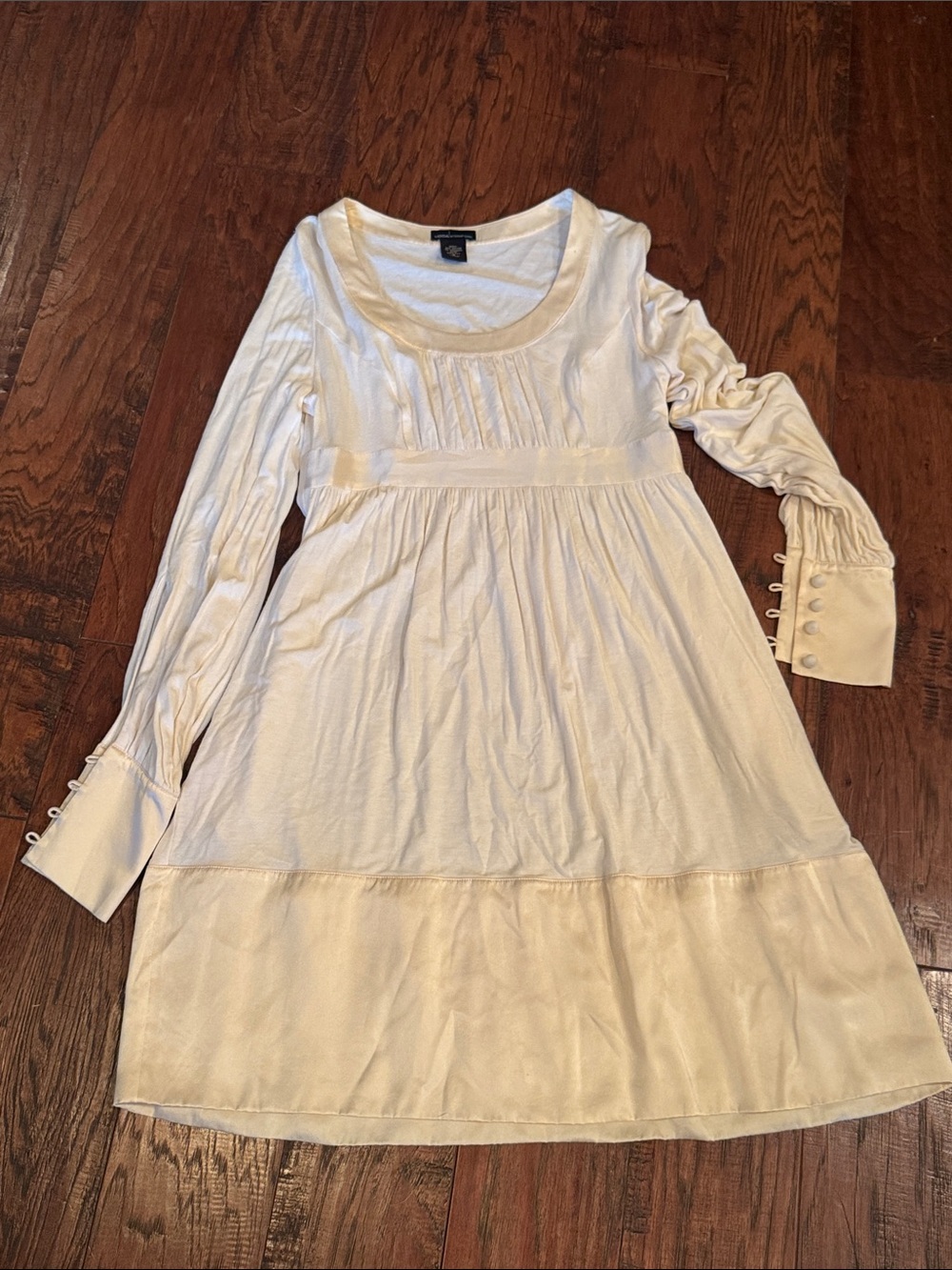 Vintage Moda International silk trimmed Long-Sleeve Empire Dress